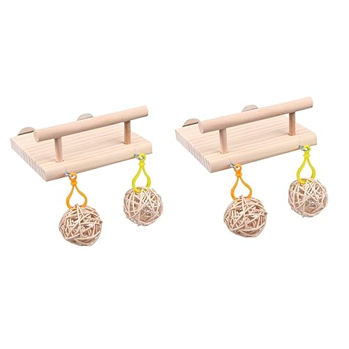 minkissy 2stücke Papagei Spielzeug Mit Schwingkombination Holzspielzeug Für Papageien Zum Beißen Und Klettern Inklusive Rattanball Lernspielzeug Für Vögel Für Sittiche Und von minkissy