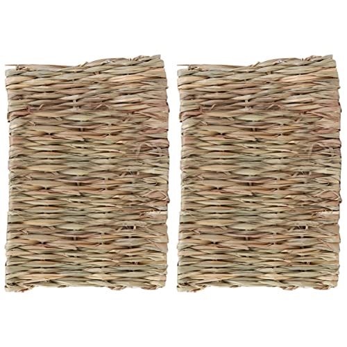 minkissy 2 stücke Kaninchen Gras Bett Hamster Stroh Kaninchen Kauspielzeug Handwerk Spielzeug Stroh Bettwäsche Meerschweinchen Bettwäsche Gewebtes Gras Heu Matte Chinchilla Spielzeug Haustier von minkissy