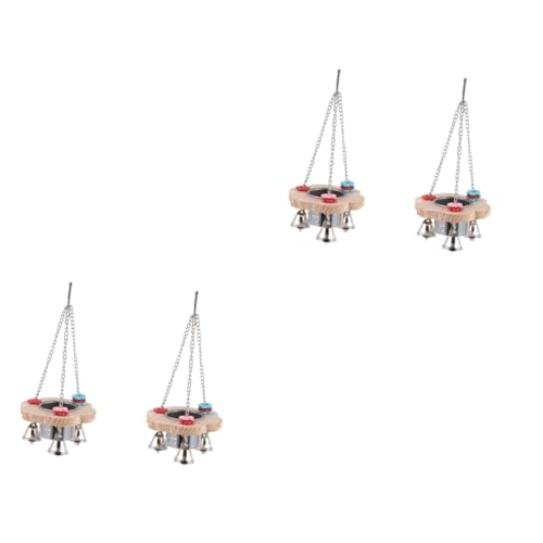 minkissy 2stücke Papageien Spielzeug Holz Napf Spielzeug Mit Hängender Futter-schüssel Für Vögel Interaktives Kauspielzeug Für Wellensittiche Und Papageien s Zufällige Blütenfarbe von minkissy