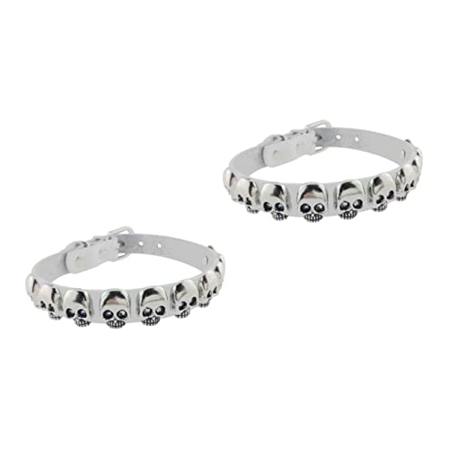 minkissy 2St Halloween-Haustier-Halskette Skelett Halskette Kätzchen liefert für Hunde Katze Schleife Haarnadel Halloween-Haustierbedarf Schädel Halsband Haustierzubehör Weiß von minkissy