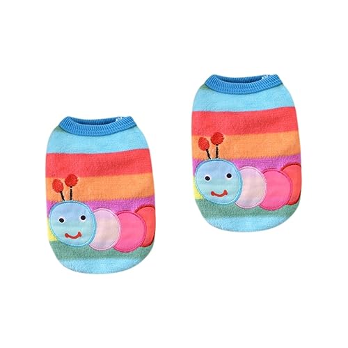 minkissy 2stücke Winter Cartoon Flannel Haustier Kleidung Für Kleine Hunde Und Katzen Warmes Und Gemütliches T-Shirt Für Chihuahua Und Französische Bulldogge Xs Käferdesign von minkissy