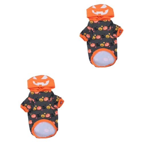 minkissy 2st Haustierhundehalloween-Sweatshirt Kürbis Katzenkostü Halloween-kostüme Für Hunde Hunde-Cosplay-Outfit Halloween-haustierbedarf Hündchen Verwandlungs-Outfit von minkissy
