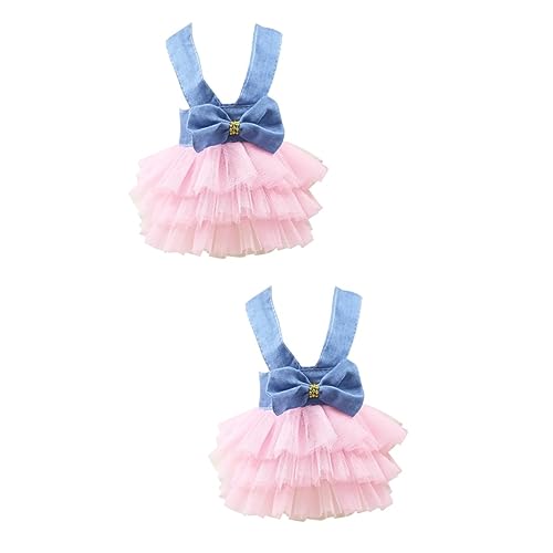 minkissy 2pcs Denim Outfit Puppy Outfits Small Dog Outfits Short Denim Skirt Tutu Dress for Dogs Puppy Apparel Pet von minkissy