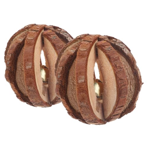minkissy Kauspielzeug-Set Aus Naturholz 2-teilig Für Hamster Meerschweinchen Mit Glocke Zur Pflege Der Backenzähne von minkissy