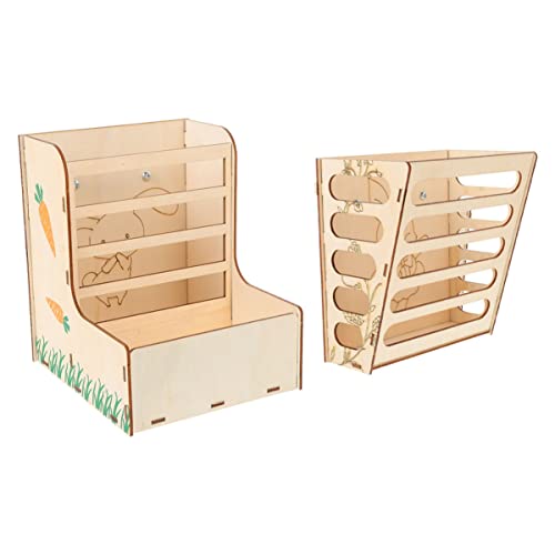 minkissy 2st Hasengrasständer Futternapf Für Hamster Futterspender Für Meerschweinchen Lebensmittelspender Käfig Heuspender Aus Holz Verschleißfestes Heu Hasenhäuschen Aus Holz Heuhalter von minkissy