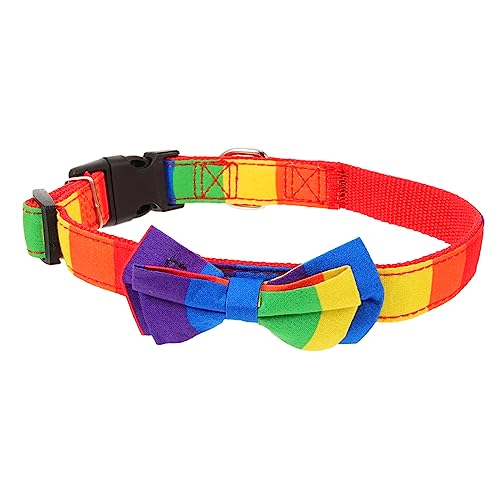 minkissy 2St Haustierhalsband Welpenhalsband Katzenfliege Halsband für Haustiere Hundehalsband Regenbogen Katzenhalsbänder in Regenbogenfarben Großer Hund schmücken Krawatte Zubehör Stoff von minkissy