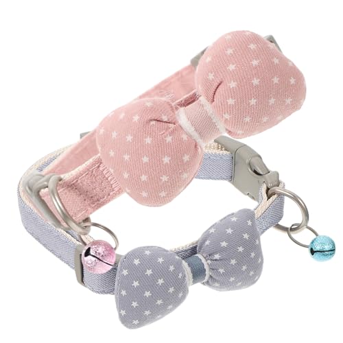 minkissy 2st Kleine Hundehalsbänder Kleines Hundegeschirr Heimtierbedarf Haustier Bowknot Halskette Welpenhalsbänder Für Kleine Welpen Welpe Glocke Katze Fliege Kragen Gitter Schal von minkissy