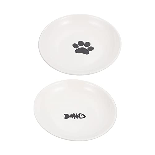 minkissy 2st Keramiknapf Für Haustiere Katzenfutter Speiseteller Weiß Nordisch von minkissy