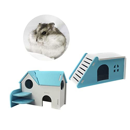 minkissy 2stück PVC Hamster Villa Spielzeug Für Kleintiere Doppelschichtige - Blau Für Ratten Mäuse Und Zwerghamster Mit Mehreren Erkundungslöchern von minkissy