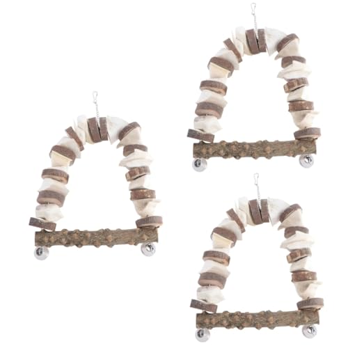 minkissy 3 STK Cuttlebone-Schaukel Kletterleiter für Papageien hängende Kaublöcke aus Holz bärtiger Drache Spielzeug Heimtierbedarf beissen Haustier Vogel Obstbaum die Schaukel von minkissy