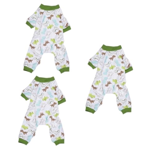 minkissy 3-teiliger Modischer Haustier-Pyjama Mit Dinosaurier-Muster Warme Herbst-hundekleidung Bequeme Outfits Langlebiger Haustierbedarf Größe L von minkissy