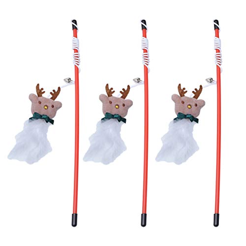 minkissy 3stücke Teiliges Weihnachts-katzenspielzeug Interaktiven Teaser-Sticks Lustige Katzenangel Für Aktive Spielstunden Und Stressabbau Für Haustiere von minkissy