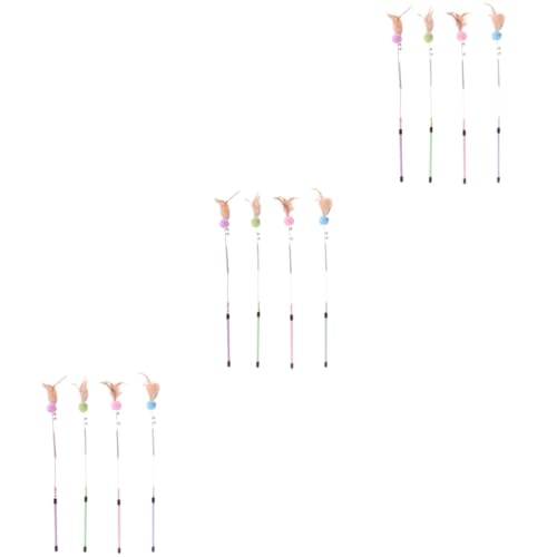 minkissy 3 Sätze 4 STK Federkatze Teaser Spielzeug Katzen-Teaser-Stick Futternapf für Aquarien Haustier necken Stock Stahldraht von minkissy