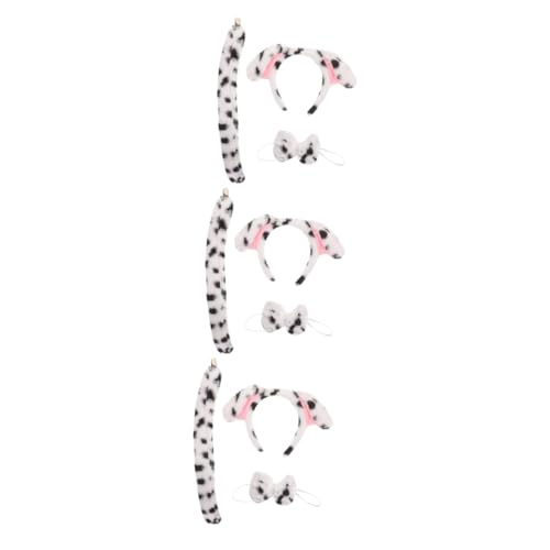 minkissy 3 Sätze Pudding -Hund -Stirnband -Set Ohr Zubehör für Haarband Tier Stirnband Fliege Flauschiges Tierkostüm Schwanzprop Cosplay-Hundekostüm Plüsch von minkissy