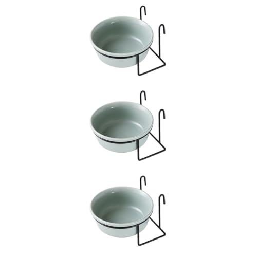 minkissy 3 Sätze hängende Haustierschüssel schüssel aus Edelstahl Wasserschale aus Keramik Katzennäpfe Hundenäpfe Käfig-Welpenschüssel hängende Kätzchenschüssel füttern Haustiernapf Zubehör von minkissy