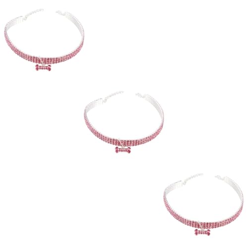 minkissy 3-teiliges Luxus-hundehalsband Für Haustiere Haustierhalsband Glänzende Strassform Bequeme Verstellbare Kette von minkissy