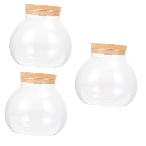 minkissy Kreative Mini-Gläser mit Korkdeckel, kleine Gläser, Terrarium-Set, LED-Glasflasche, Geschenkflasche, hochwertiges Borosilikatglas, künstliches 3 Stück von minkissy