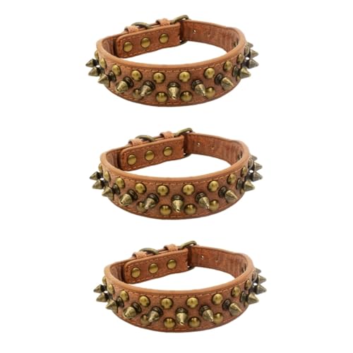 minkissy 3St Hunde hundekragen Dog hundehalsband Haustierhalsband mit Rundnieten Lederhalsband nietzange Niethalsband für Hunde Niethalsband für Haustiere Haustier Seil von minkissy
