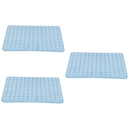 minkissy 3st Kühlende Haustiermatte Petg Kühlendes Hundebett Outdoor-Decke Haustier Kühles Bett Kühlmatte Für Hunde Haustier Sommer EIS Seidenauflage Kühlmatten Schlafmatten Wolf Blau Cool von minkissy