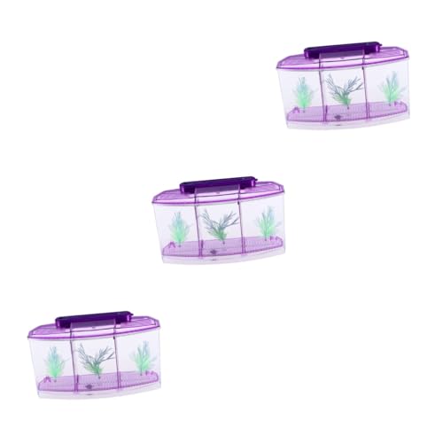 minkissy 3St Selbstreinigendes Aquarium kleines Aquarium Aquarien für Kinder Goldfischbecken Desktop-Aquarium Schreibtisch Betta-Box Goldfischglas kleines Fischbecken Büro Violett von minkissy