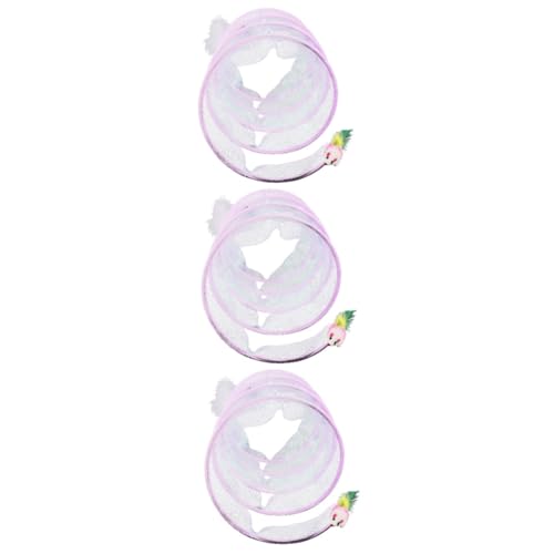 minkissy 3pcs Folding Cat Tunnel cat donut tunnels tunnel for indoor cats pet toys play tunnels collapsible pet cubes collapsible cat tunnel indoor cat tunnel steel wire cat teaser rabbit von minkissy