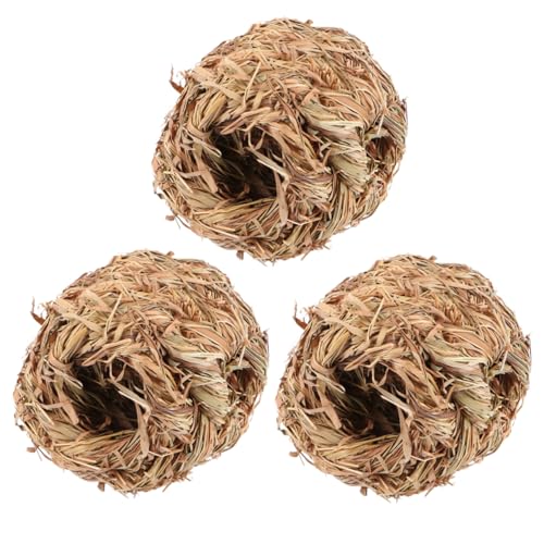 minkissy 3pcs Gras Kaninchen Hütte Hamster Versteck Haus Kaninchen Kauspielzeug Hamster Hütte Spielzeug Meerschweinchen Kauspielzeug Hamster Gewebtes Haus Kleintier Gras Handgewebt Vogel Geflochtenes von minkissy