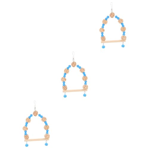 minkissy 3pcs Papagei Schaukel Papagei Kauspielzeug Wellensittich Kauspielzeug Hängende Vogel Spielzeug Sittiche Schaukel Papagei Klettern Spielzeug Holz Ständer für Küken Schaukel Sitzstange von minkissy