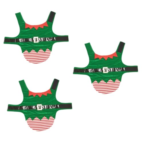 minkissy 3pcs Pet Transformation Costume dog elf outfit Pet Santa costume dog santa claus cosplay dress green coat christmas dog costumes doggy clothes velvet stripe Transformation outfit von minkissy