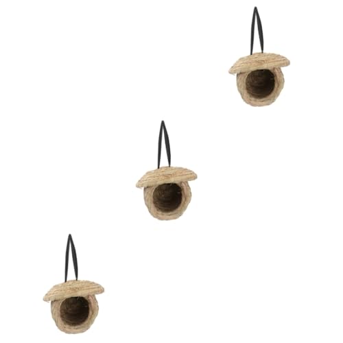 minkissy 3pcs Vogelnest Kolibri Haus Vogelkäfig Zubehör Handgewebtes Vogelnest für Sittiche Vogelzubehör für Käfige Vogelbettwäsche Versteck Vogelkäfig Finken Stroh Bequeme Wachtel von minkissy