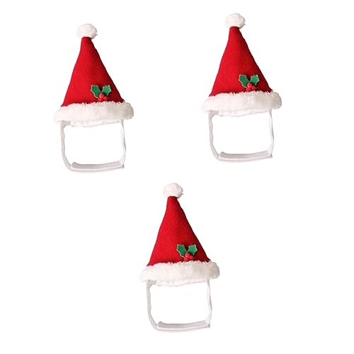 minkissy 3pcs cat christmas hat cat santa hat santa hat for dog santa dog outfit guinea pig christmas hat pet cone hat party christmas pet santa costume Christmas dog hats plush hat von minkissy