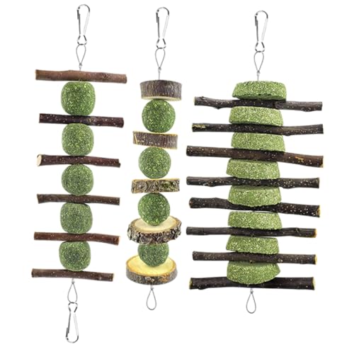 minkissy Kauspielzeug Für Haustiere 3er-Pack Holzzweig-Snacks Zahnungsspielzeug Für Meerschweinchen Hamster Gesundheit von minkissy