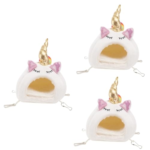 minkissy 3st Spielzeug Pompones De Porristas Mini-plüschtiere Warmes Bett Tierkäfig Meerschweinchen Hamsternest Haustierbett Hängematte Weiß Segelflugzeug von minkissy
