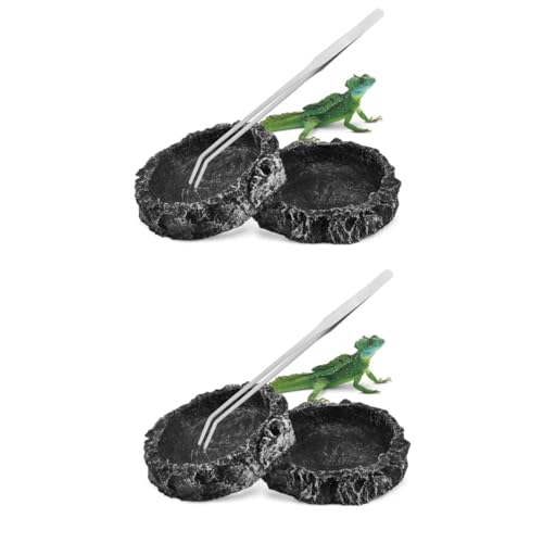 minkissy 4 Pcs Food bowl reptile water bowl reptile feeder turtle water bowl containers for food hermit crab supplies bearded dragon resin water bowl resin water dish tortoise Water Tray von minkissy