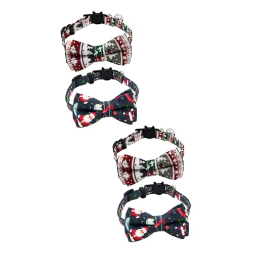 minkissy 4 Stück Fliege Hundehalsband Hund Fliege Halsband Katzenhalsband mit Fliege und Glocke Breakaway Katzenhalsband Urlaub Hundehalsband Hund Fliege Halsband Xmas Katze Halsband Breakaway von minkissy