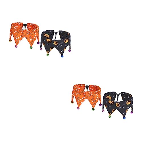 minkissy 4 Stück Halloween Haustier verstellbares Halsband Katzenhalsband Schal Halstücher für Welpen Welpenhalsband Haustierzubehör Hund Katze die Klingel Polyester von minkissy