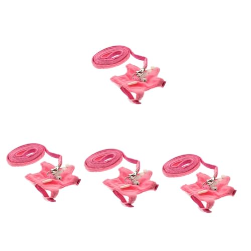 minkissy 4 Stück Haustierleine Hasenleine Kaninchen-Zugseil tierwese pet Supplies verstellbare Frettchenleine Frettchengeschirr und Leine niedlich Brustkette Vlies von minkissy