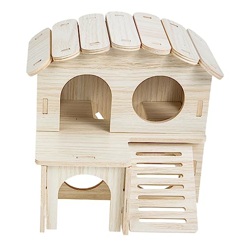 minkissy 4 Stück Mehrstöckiges Kleintier-Mechanismus-Holzhaus entzückendes Hamsterhaus Verstecke für Hamster aus Holz Spielzeug Rattenversteck aus Holz Käfigrattenhaus Mini von minkissy