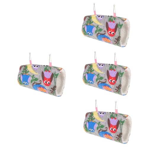 minkissy 4 Stück Papageien-Tunnel-hängematte Spielzeug Schaukelbett Plüsch Frettchen von minkissy