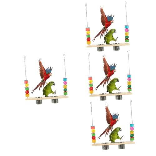 minkissy 4 Stück Spielzeug zur Nahrungssuche für Papageien Hühnerbarsch Sittich Spielzeuge Spielset aus Holz Futterhäuschen für Papageien Vogel-Hängematten-Spielzeug Vögel Zubringer tosu von minkissy