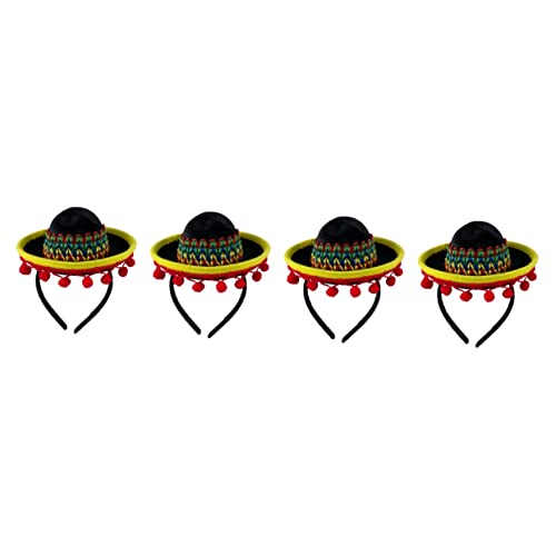 minkissy 4 Stück mexikanischer Hut Stirnband mexikanische Hüte hawaiisch Kappen Haarnadel Cinco de Mayo Stirnband Festival-Stirnband-Dekore Haustier Dekorationen Kleiner Hut Requisiten Eva von minkissy