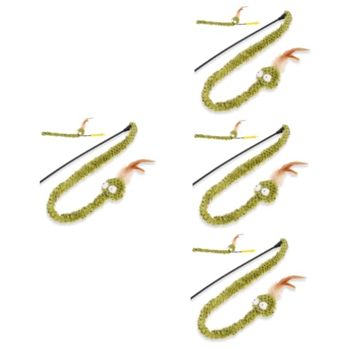 minkissy 4pcs Snake teaser stick cat worm toy cat teasing stick cat toys snake snakes cat activity toy kitten teaser wand cat chasing toy cat chewing toy sports fishing rod rubber child von minkissy
