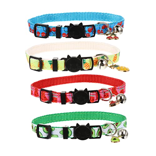 minkissy 4pcs pet fruit collar Safety Cat Collar Dog Bell Collar Pet Costume Collar cat bell collar adjustable puppy collars for litter Pet Bell Collar cotton polyester gps chain ring charm von minkissy
