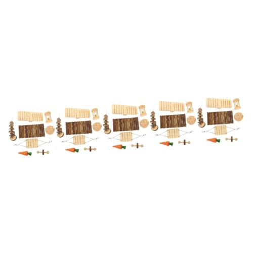 minkissy 5 Sätze Spielzeug Kauen Chinchilla-kauspielzeug Beißspielzeug Aus Holz Kleines Kauspielzeug Für Hunde Chinchillakäfig Hamster Backenzahn Spielzeug Luffa Hase Haustier Hölzern von minkissy