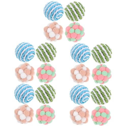 minkissy 5 Sets Katzenspielzeug Ball Bälle für Katzen Boden Bewegende Katzenspielzeuge Katzenbälle Kratzball für Katze Haustier Kratzball Katzenminze Stofftier Katze Kratzball Glockenball Sisalball von minkissy