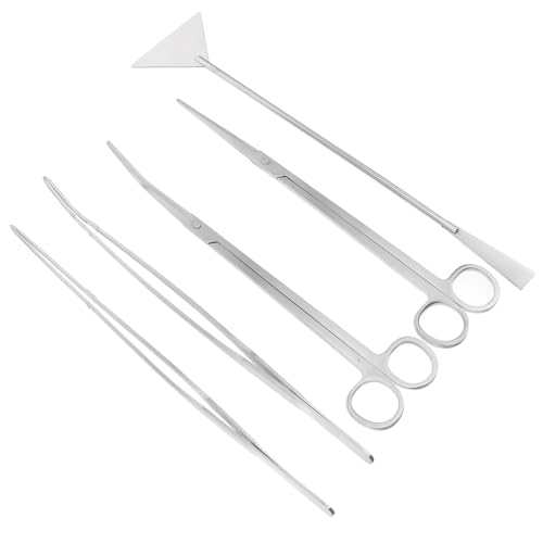 minkissy 5stücke Teiliges Edelstahl-Set Für Aquarienpflege Scheren Pinzetten Und Spachtelwerkzeuge Für Pflege Von Wasserpflanzen Rostfrei Und Ergonomisch Für Mühelosen Einsatz Im von minkissy