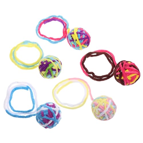 minkissy 5pcs cat toy ball cat jingle cat rattle built-in bell cat toys cat pompom cat Teaser kitten plush balls rolling cat toy cat roller toy best cat toys cat balls pet rattle ball yarn von minkissy