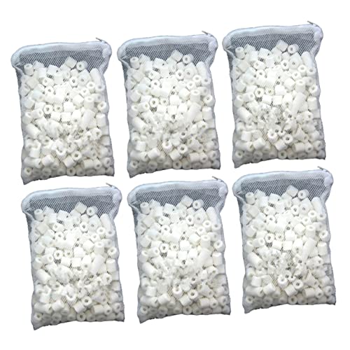 minkissy 6 Packungen Filter für Aquarium Fischglasfilter Aquariumfilter Filtermedien für Aquarien biologische Filtermedien Keramikringe Aquarium Filtermedien biologischer Ring Filtermatte von minkissy