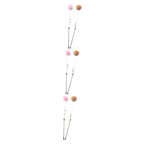 minkissy 6stücke Interaktive Katzenangel Mit Plüschball Und Glocke Katzenspielzeug Für Zuhause Fördert Spiel Und Für Katzenfreunde Braun von minkissy