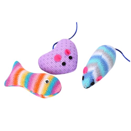 minkissy 6 Stck. Teiliges Katzenspielzeug Mäuse und Fische Bunt Robust Langlebig Interaktiv zur Beschäftigung von Katzen und Kätzchen Geeignet von minkissy