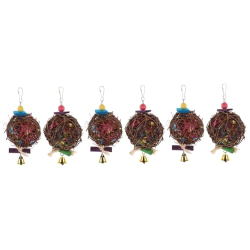 minkissy 6 pcs parrot takraw ball toy parrot ball toys parrot cage bite toys Bird Cage Feeder Toys parrot chewing toy foraging hanging toy parrot cage balls to feed Rattan plant fibers von minkissy